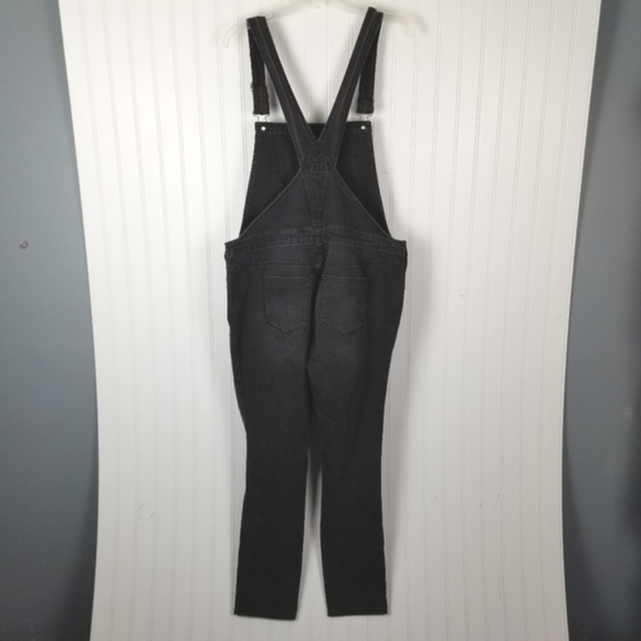 Massimo Womens Black Denim Overalls Size Medium Distressed Skinny Leg Stretch - Picture 2 of 13